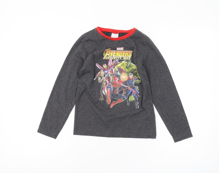 Marvel Avengers Boys Grey Long Sleeve T-Shirt 7-8 Years Superhero
