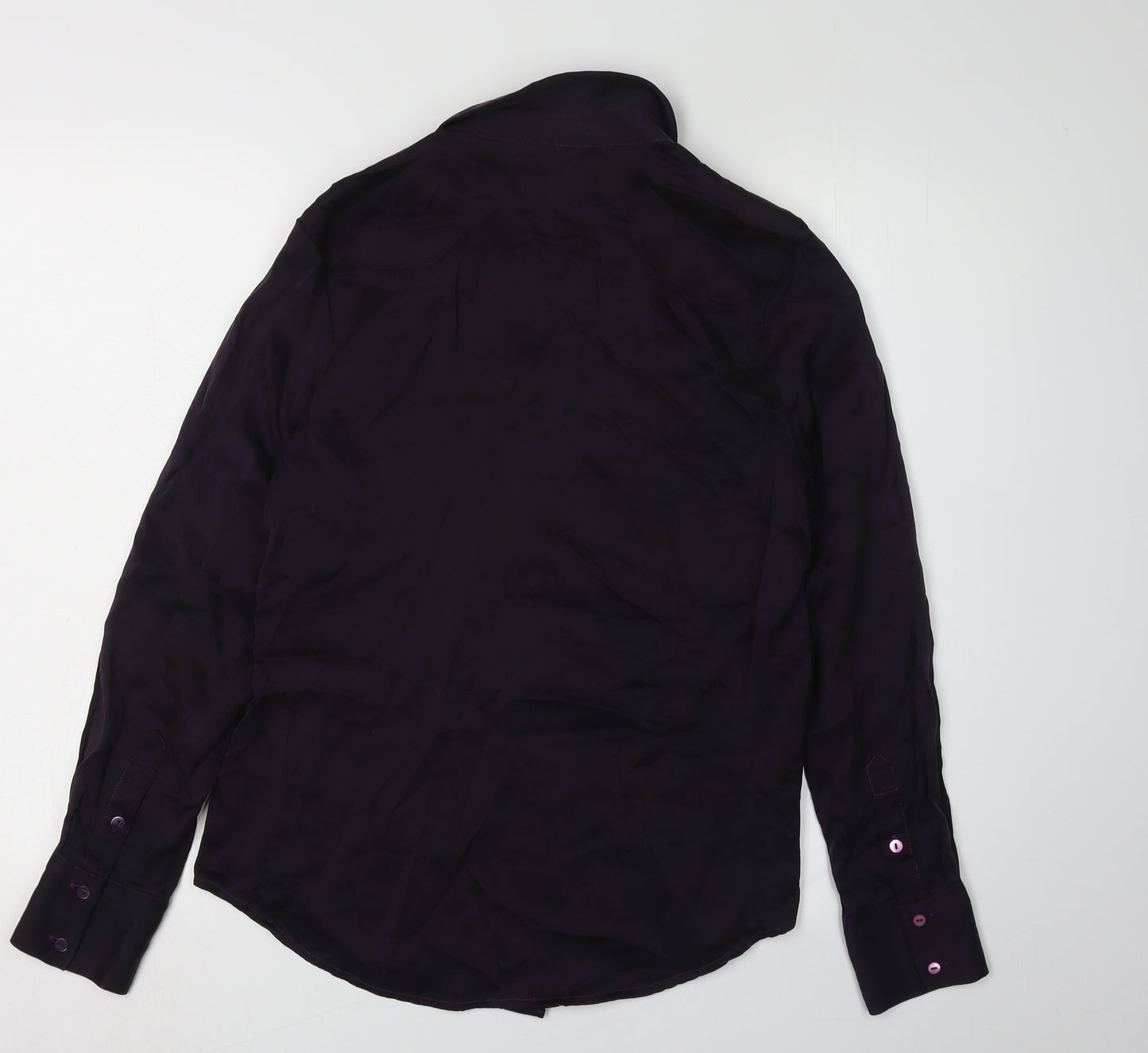 Pure Collection Women's Purple Silk Button-Up Shirt 16