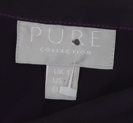 Pure Collection Women's Purple Silk Button-Up Shirt 16