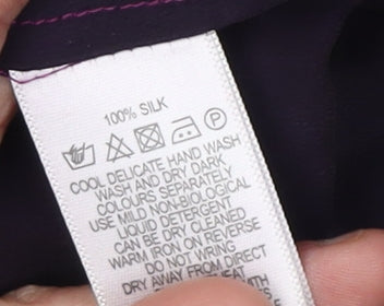 Pure Collection Women's Purple Silk Button-Up Shirt 16