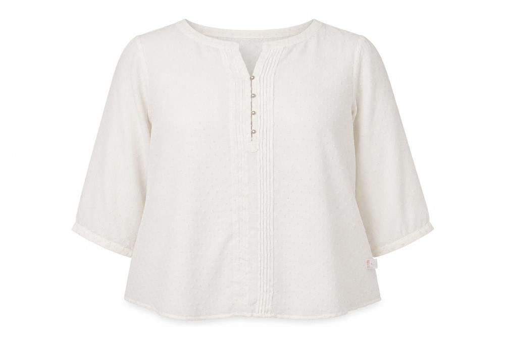 Front view of David Emanuel Women's Ivory Blouse, size 24, Plus, Round Neck