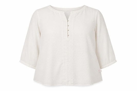Front view of David Emanuel Women's Ivory Blouse, size 24, Plus, Round Neck