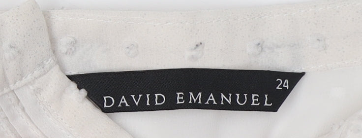 David Emanuel Women's Ivory Blouse, Size 24, Plus, Round Neck