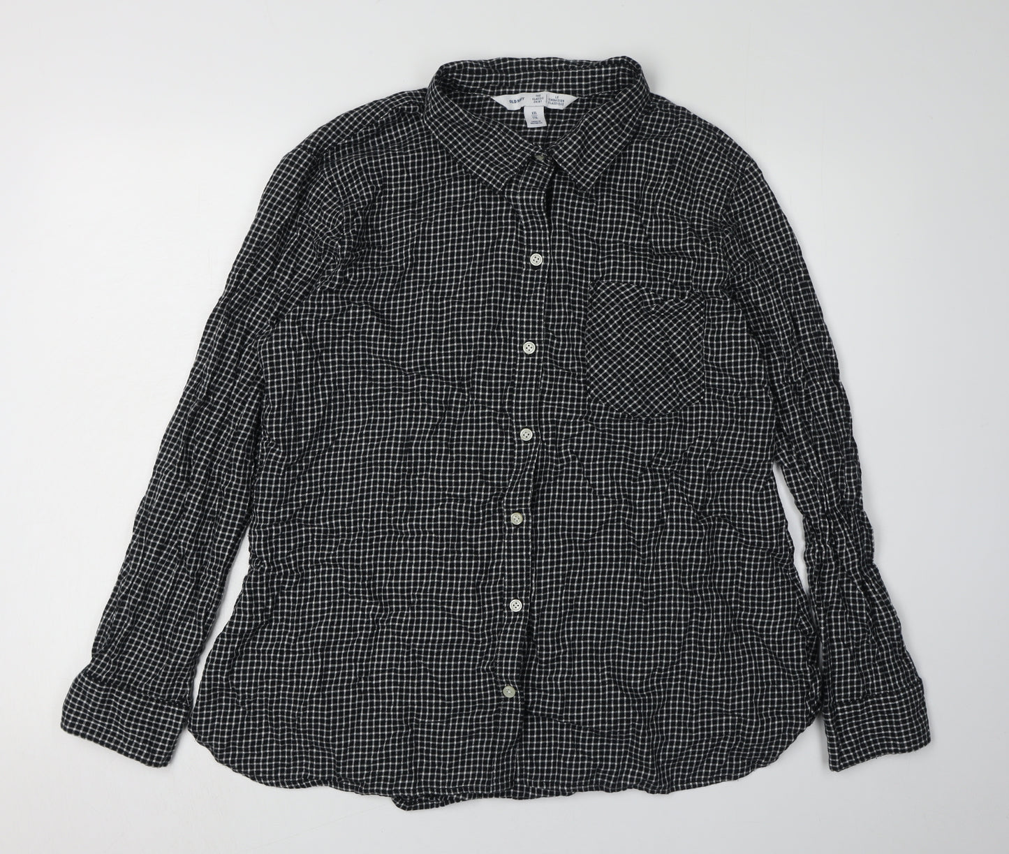 Old Navy Men's Black Classic Check Shirt 2XL