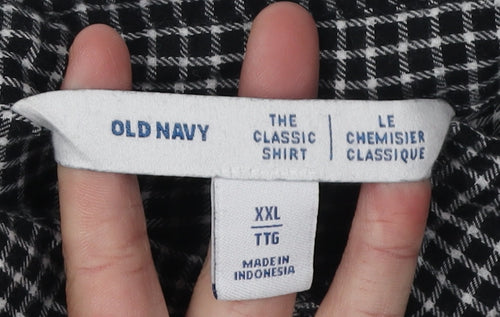 Old Navy Men's Black Classic Check Shirt 2XL