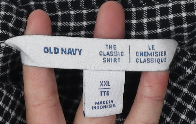 Old Navy Men's Black Classic Check Shirt 2XL