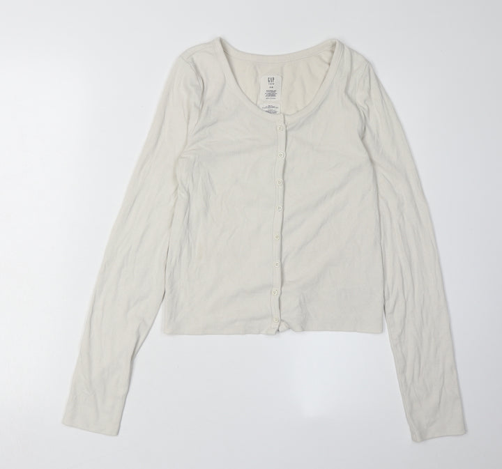 Gap Girls White Button-Up Top, Size 16-18, Lightweight, Casual
