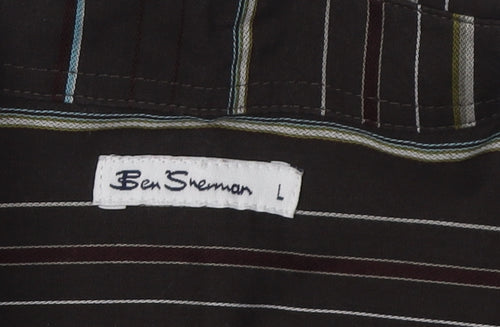 Ben Sherman Unisex Black Striped Button-Up Shirt L
