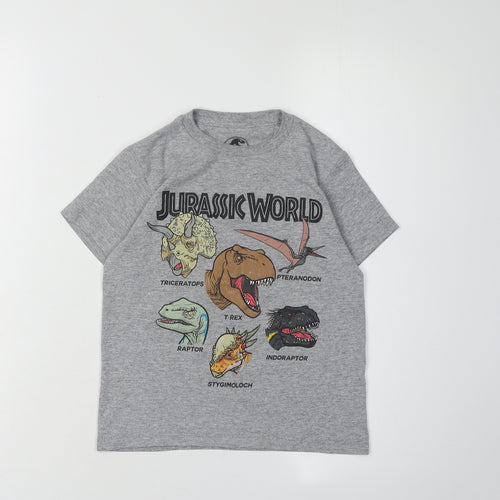 Boys Jurassic World Grey Graphic T-Shirt XS