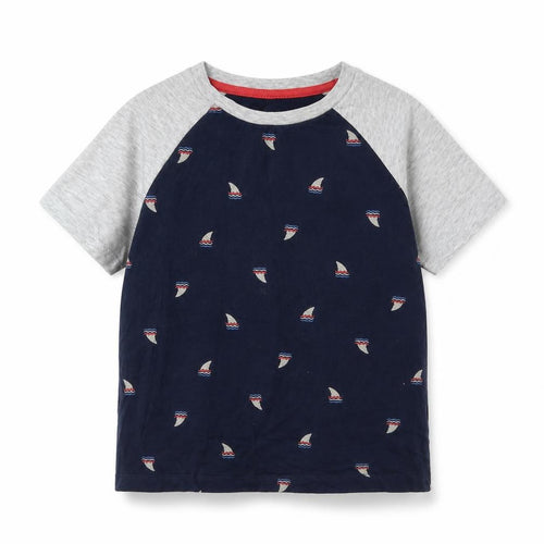 Old Navy Boys Nautical T-Shirt Grey/Blue 6-7 Years