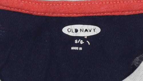 Old Navy Boys Nautical T-Shirt Grey/Blue 6-7 Years
