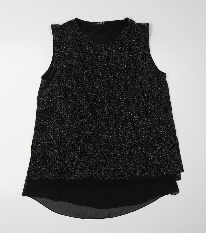 Quiz Women's Black Sparkle Tunic Blouse - Size 16