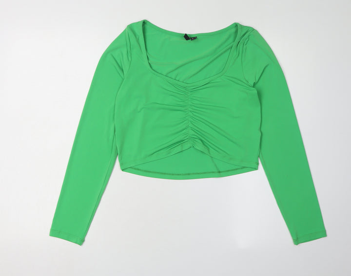 Vero Moda Women's Green Cropped Blouse, M, Elegant Casual