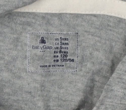 GAP Boys Grey Ivory Hoodie Age 5 Logo Pullover