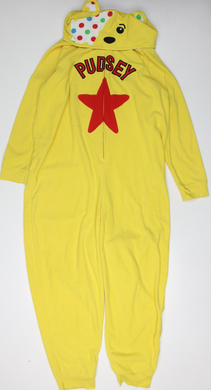 George Yellow Pudsey Hooded Onesie L Unisex Adults