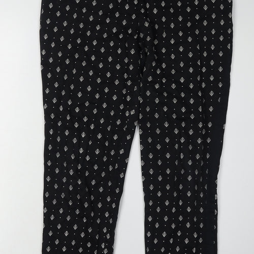 Oasis Women's Black Geometric Slim Trousers Size 12