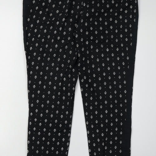 Oasis Women's Black Geometric Slim Trousers Size 12