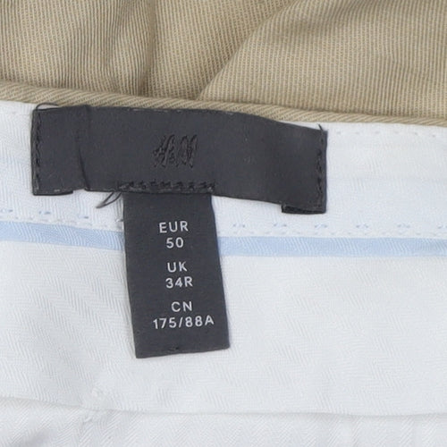 H&M Men's Beige Chino Trousers 34 Mid-Rise