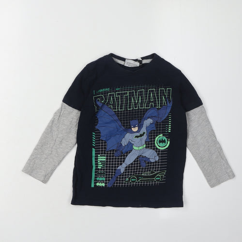 Batman Boys Long Sleeve Graphic T-Shirt, Black/Grey, 4-5 Years