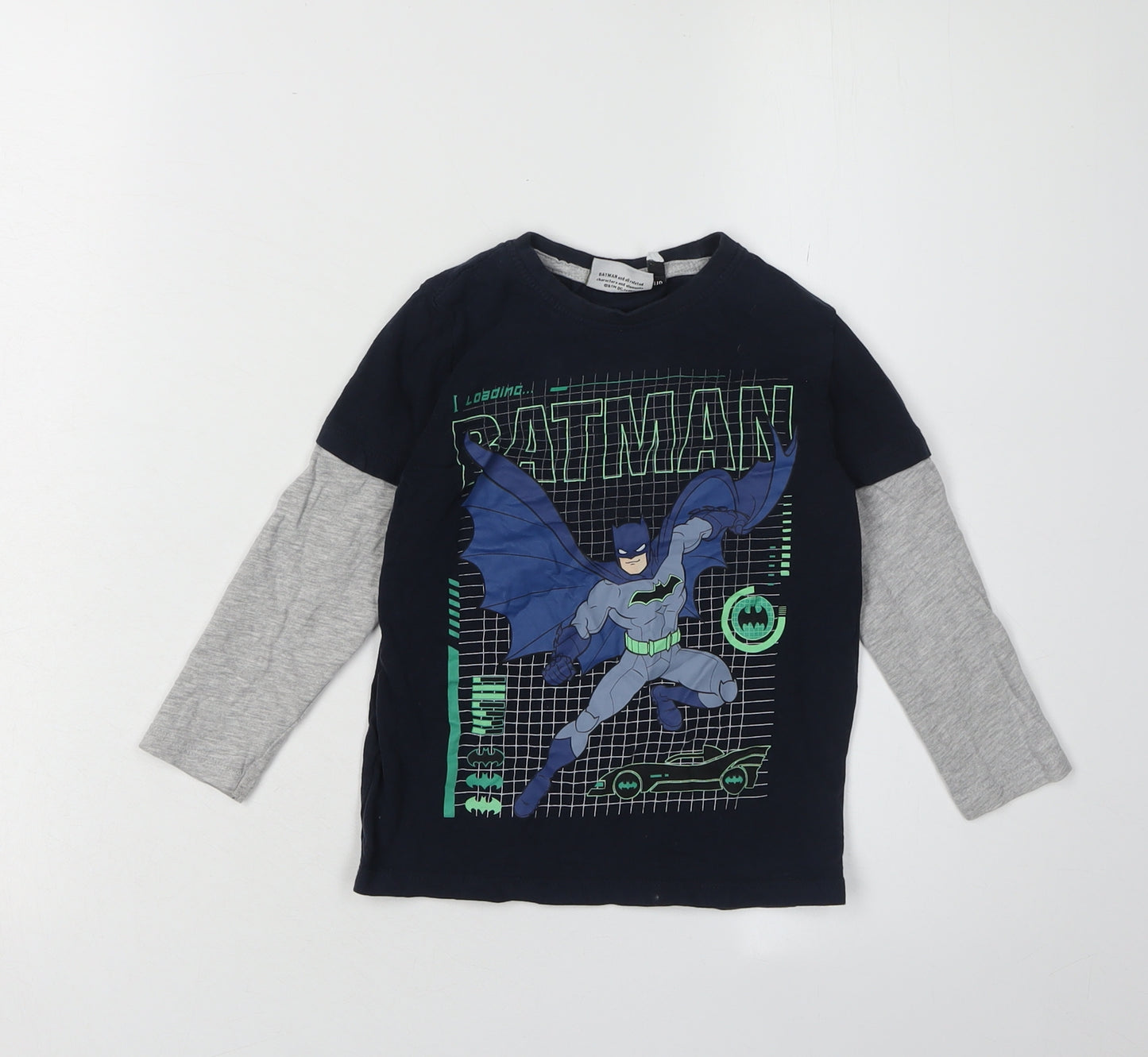 Batman Boys Long Sleeve Graphic T-Shirt, Black/Grey, 4-5 Years