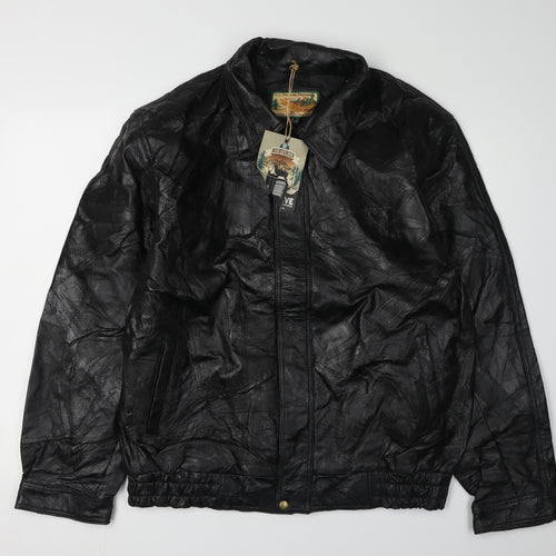 U.S. Wildlife Preserve Men's Black Leather Jacket L