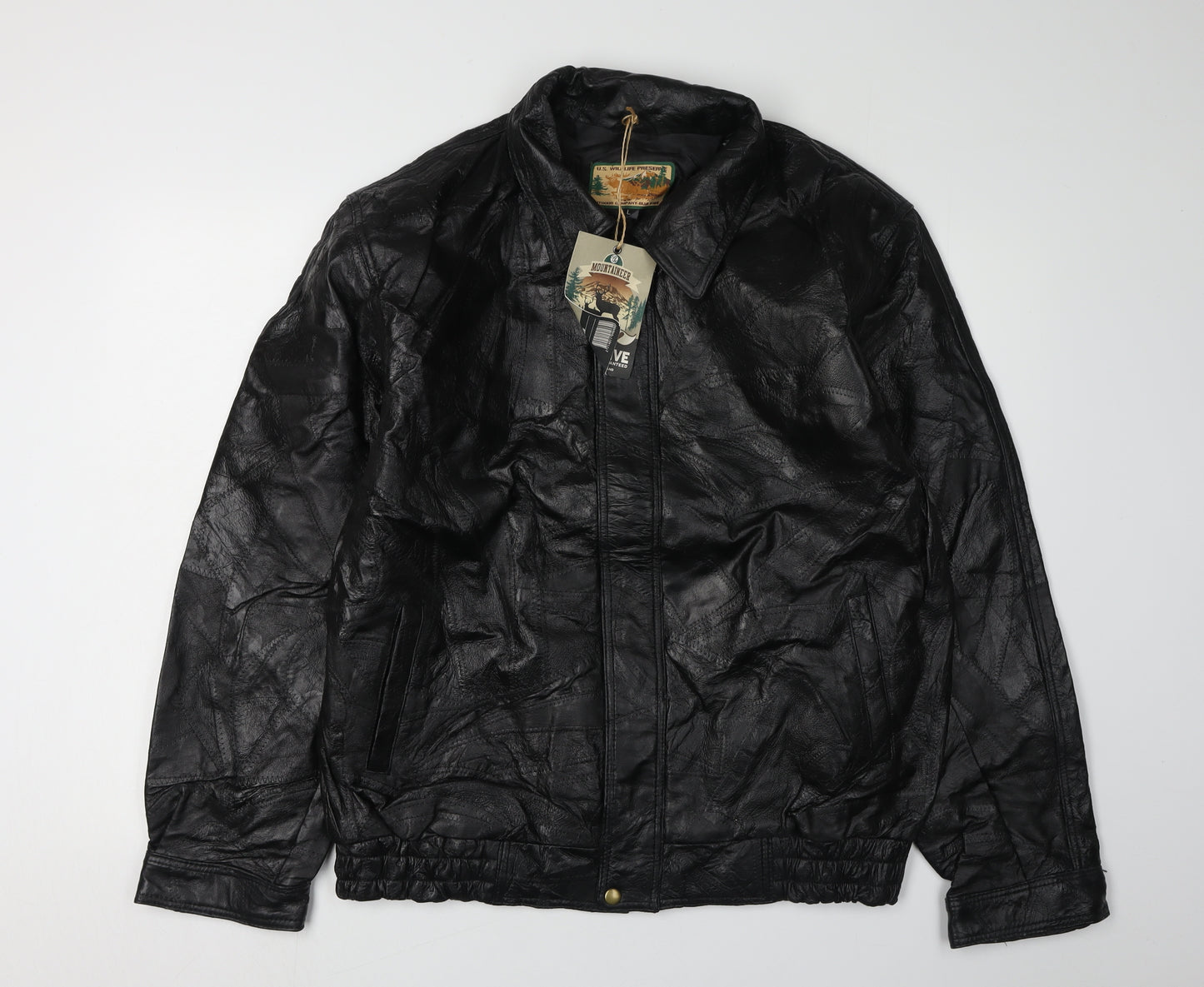 U.S. Wildlife Preserve Men's Black Leather Jacket L