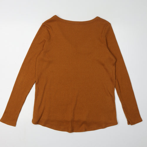 American Eagle Women's Brown V-Neck Knit T-Shirt - M