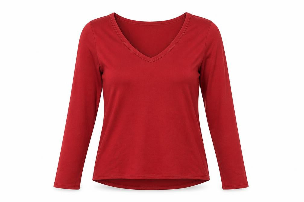 Front view of American Eagle Women's Red V-Neck T-Shirt M