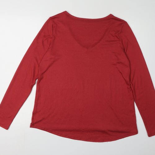 American Eagle Women's Red V-Neck T-Shirt M