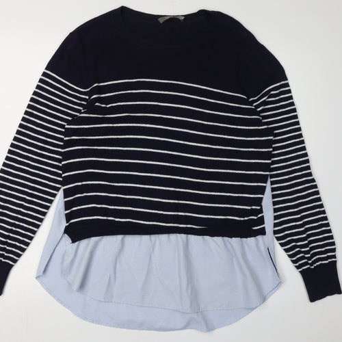 Oasis Women's Blue Striped Pullover Jumper L