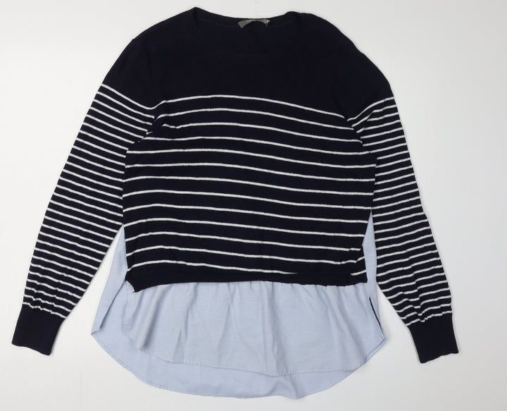 Oasis Women's Blue Striped Pullover Jumper L