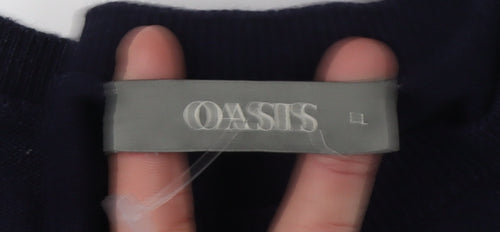 Oasis Women's Blue Striped Pullover Jumper L