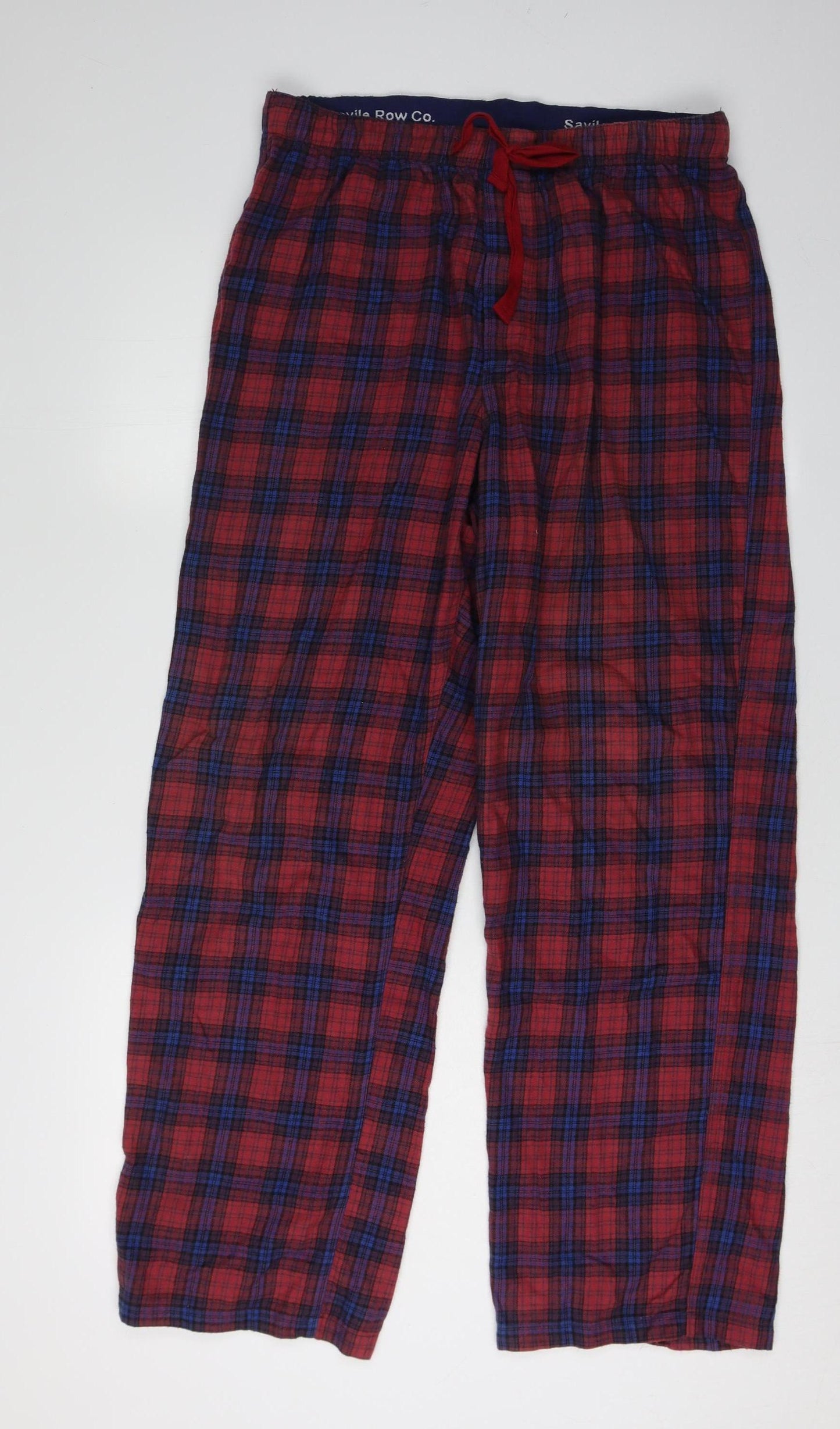 Savile Row Co. Men's Red/Blue Plaid Pyjama Pants M