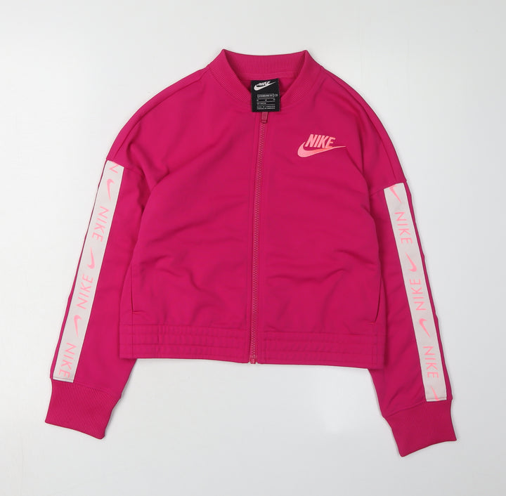Nike Girls Pink Full Zip Knit Hoodie - Size M
