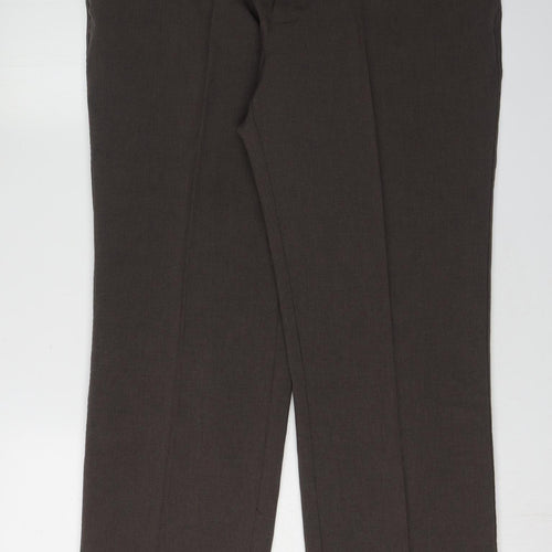 Farah Men's Classic Brown Trousers, Size 36, Straight Leg