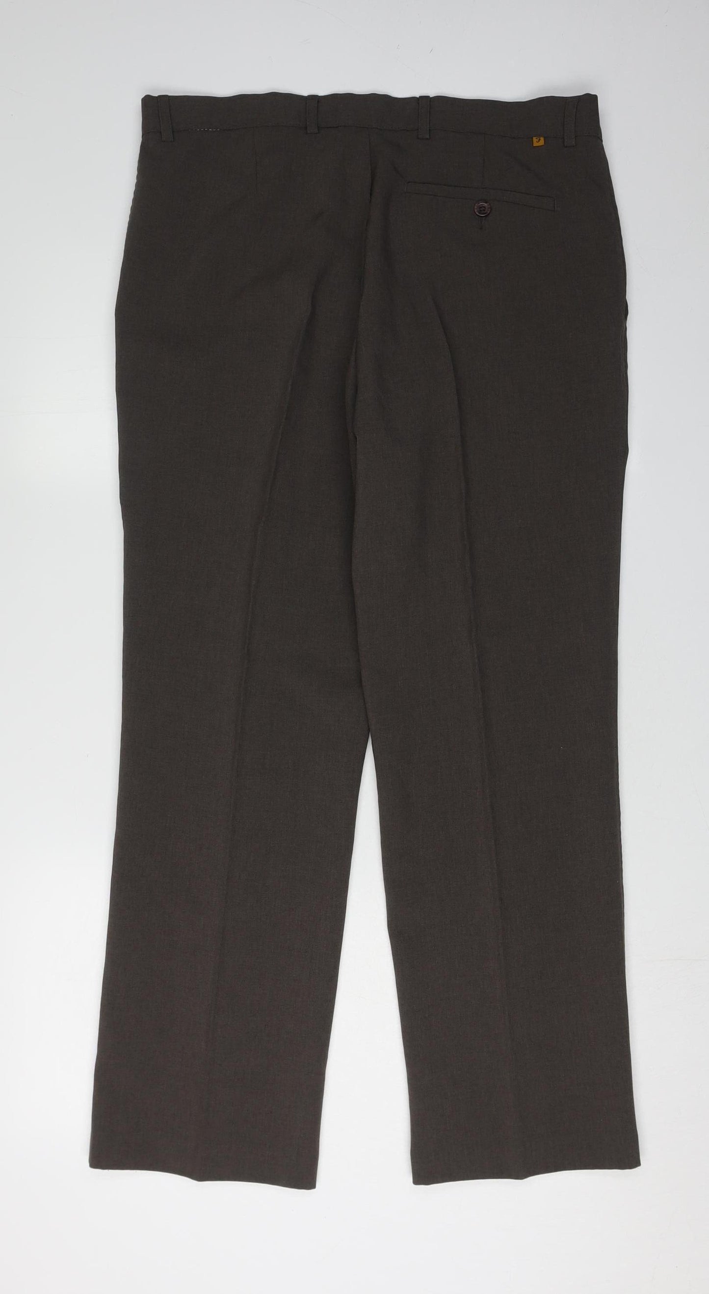 Farah Men's Classic Brown Trousers, Size 36, Straight Leg