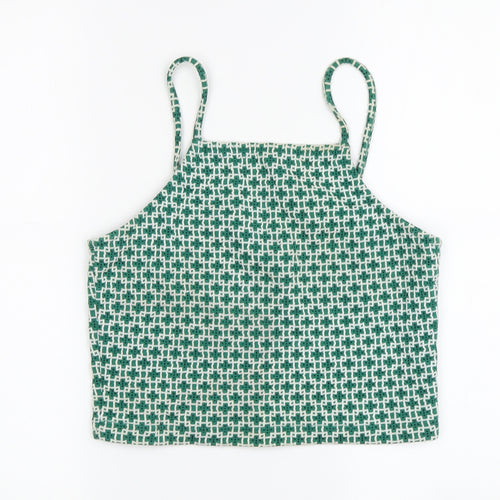 Topshop Women's Green Geometric Camisole Tank Top, Size 10