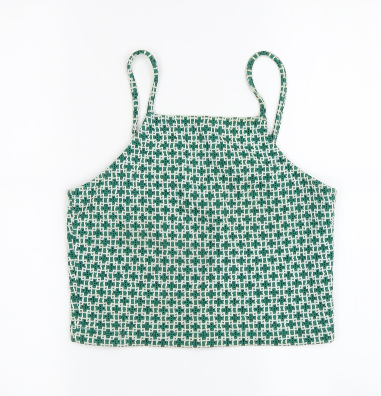 Topshop Women's Green Geometric Camisole Tank Top, Size 10