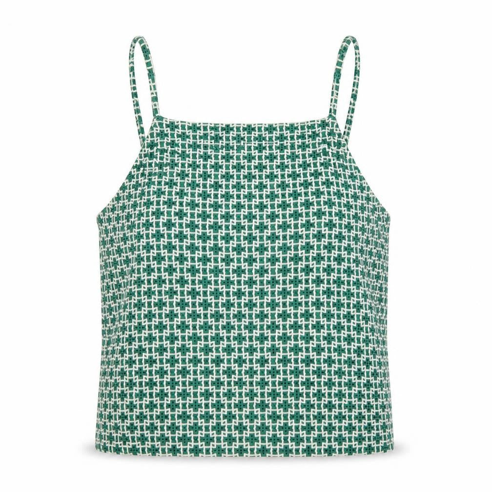 Topshop Women's Green Geometric Camisole Tank Top, Size 10