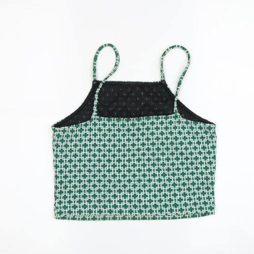 Topshop Women's Green Geometric Camisole Tank Top, Size 10
