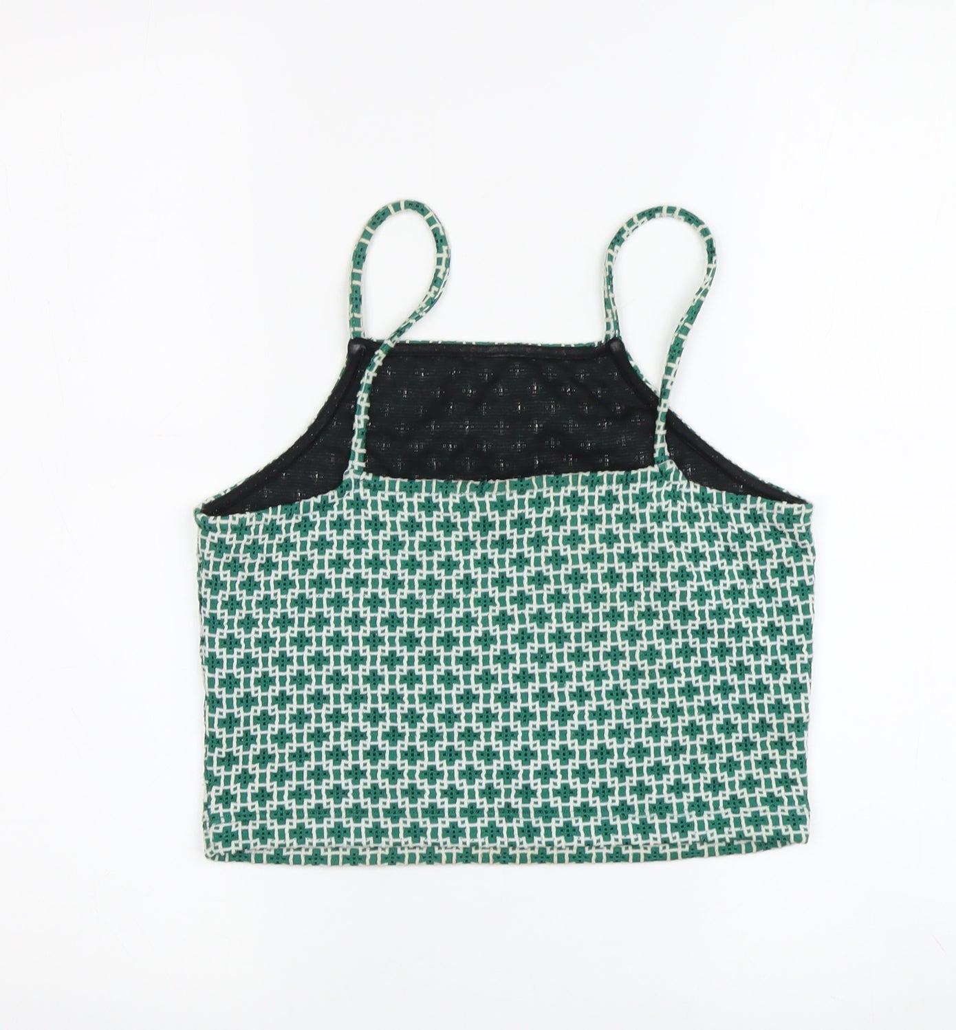 Topshop Women's Green Geometric Camisole Tank Top, Size 10