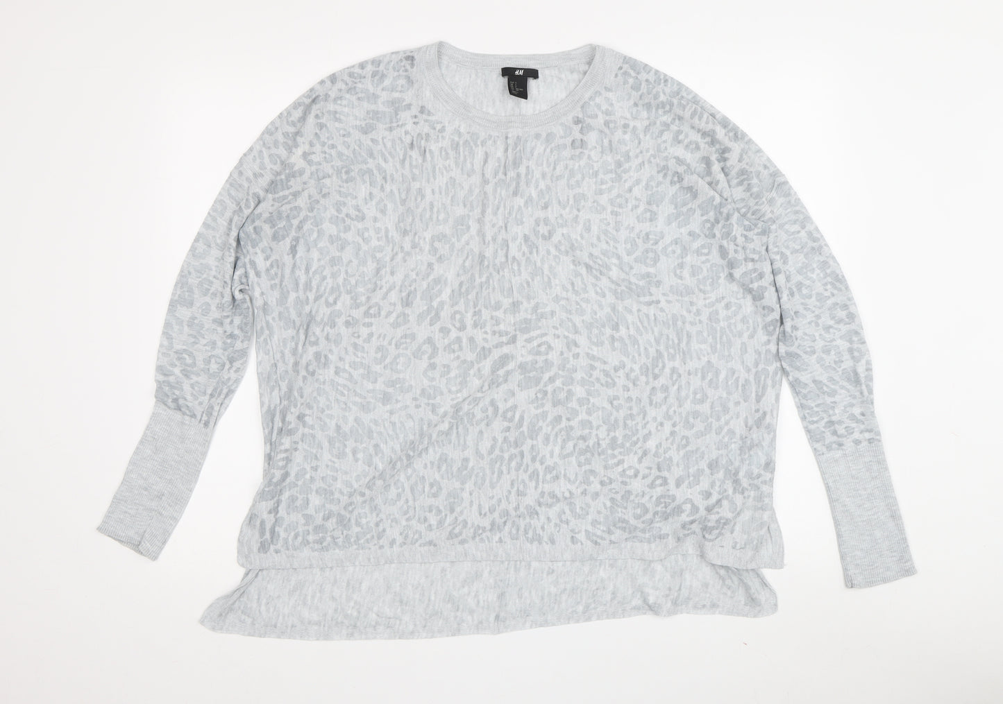 H&M Women's Grey Animal Print Long Sleeve Top Size S