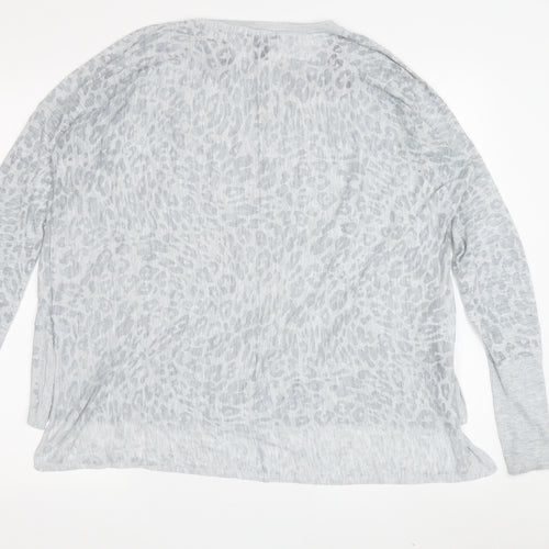 H&M Women's Grey Animal Print Long Sleeve Top Size S