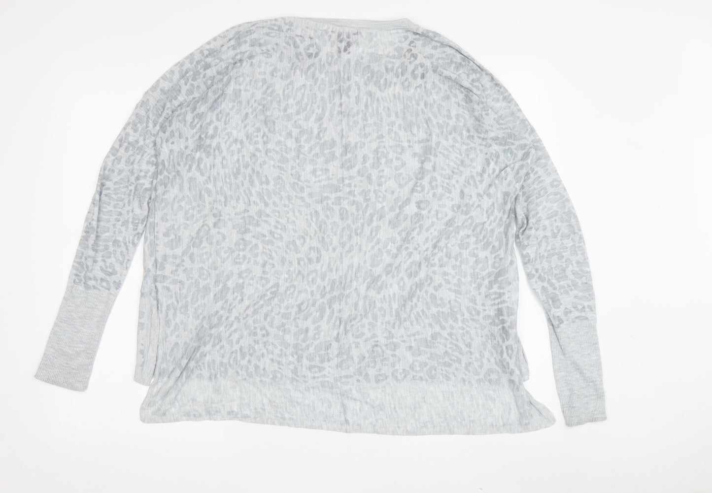 H&M Women's Grey Animal Print Long Sleeve Top Size S