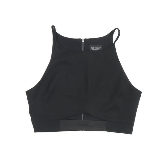 Topshop Women's Black Cropped Tank Top, Slim Fit, UK 10