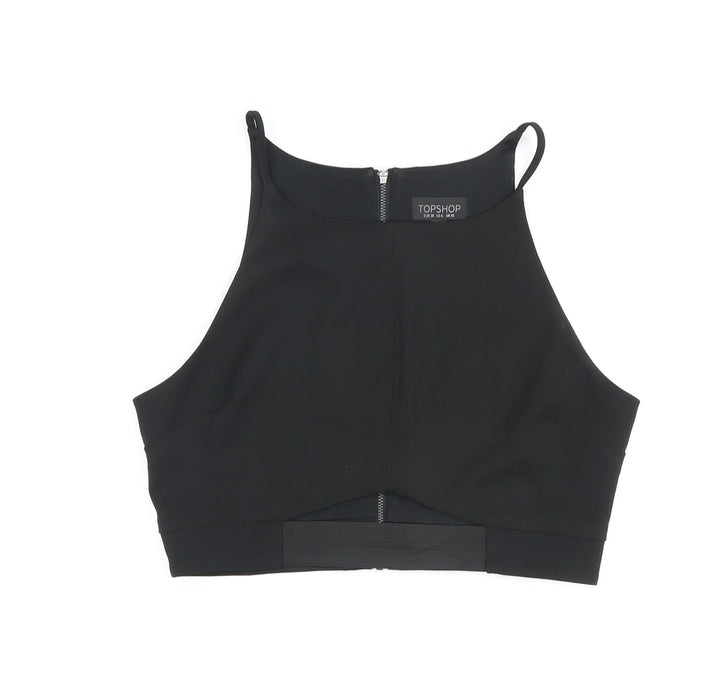 Topshop Women's Black Cropped Tank Top, Slim Fit, UK 10
