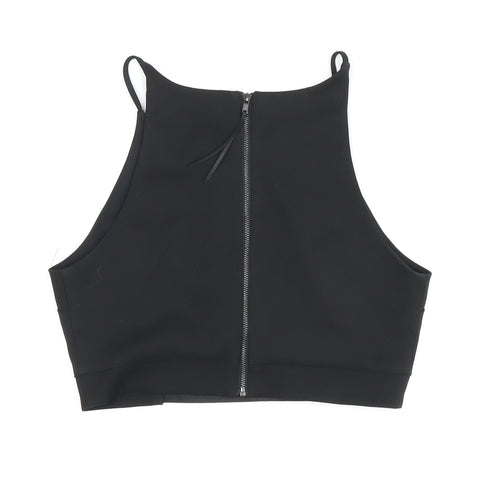 Topshop Women's Black Cropped Tank Top, Slim Fit, UK 10