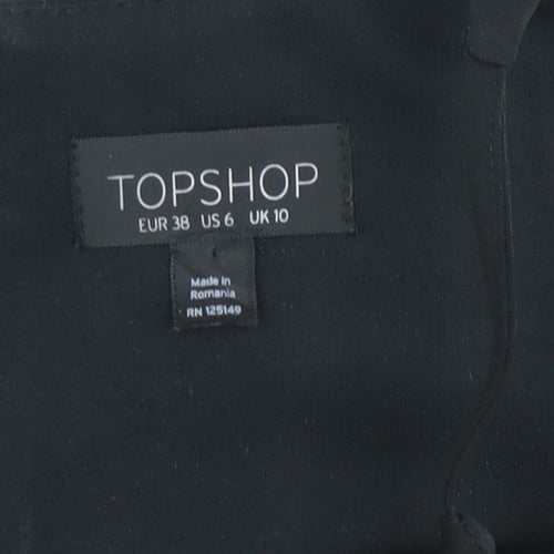 Topshop Women's Black Cropped Tank Top, Slim Fit, UK 10