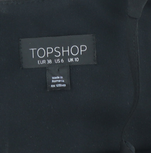 Topshop Women's Black Cropped Tank Top, Slim Fit, UK 10