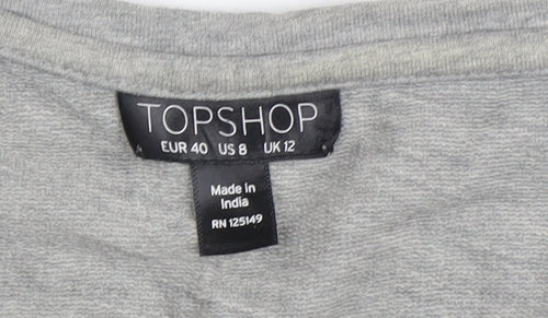 Topshop Women's Grey Cotton Studded Top Size 12